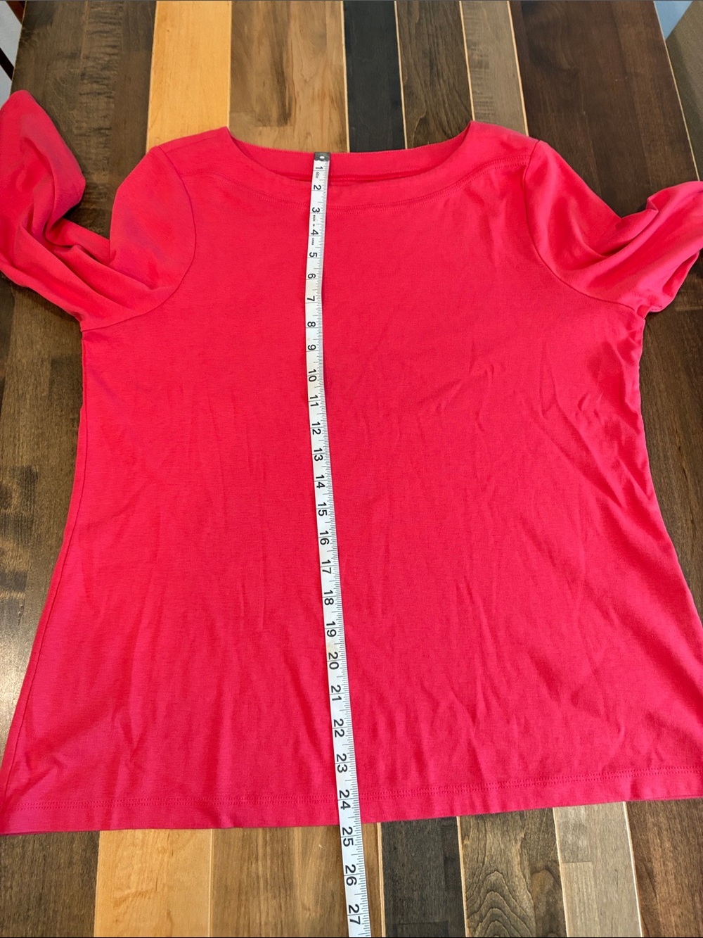 Chico's Scoop Neck Long Sleeve Top - Coral Red - Picture 7 of 8